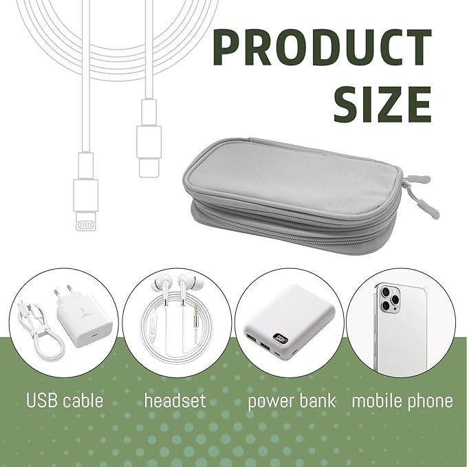 Electronic Organizer Double Layer, Water Resistant Cable Organizer Bag for Travel Essentials, Cord, Charger, Phone, Earphone, Large Size,Accessories Travel Essentials (Grey, Double-Layer)