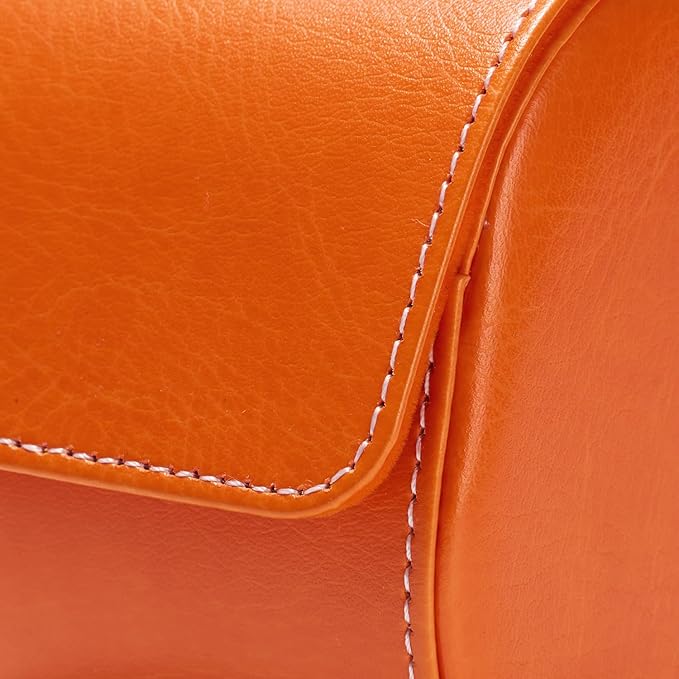 Oirlv Luxury Leather Watch Storage Box Travel Single Watch Case Jewelry Gift Box for Christmas Anniversary Birthday(Orange)