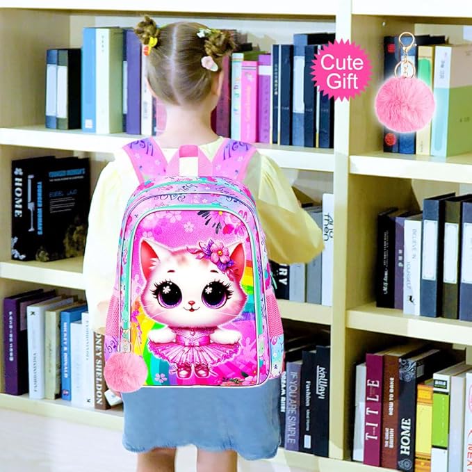 WZLVO 3PCS Kids Backpack for Girls, Unicorn Dinosaur Animal Prechool Elementary Kindergarten School Bookbag with Lunch Box