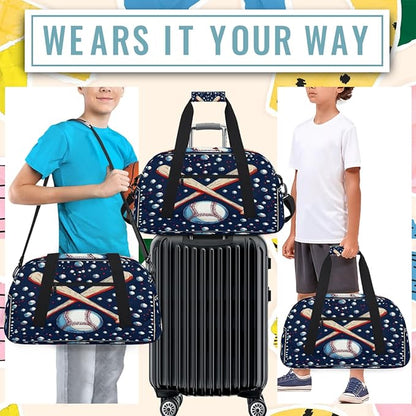 Kids Duffle Bag Girls Boys Baseball Sports Weekender Overnight Bag,Lightweight Duffel Bags for Traveling Gym Sport Dance