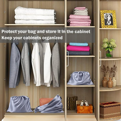 10 Pack Dust Bags for Purses and Handbags, Silk Dust Cover Storage Bag with Drawstring Travel Storage Pouch for Handbag Purse Shoes Boots (Gray, 19.6 × 15.7 in)