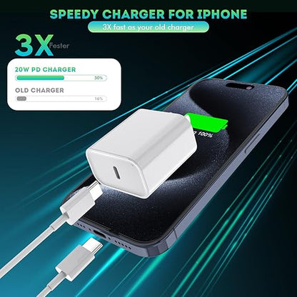 iPhone 16 15 Charger Fast Charging,6FT Type C to USB C Cable Cord,20W USB C Charging Block for Apple iPhone 16/16 Plus/iPhone 15 Plus/15 Pro Max,iPad Pro 12.9/11 inch/Air/Mini,Wall Plug Power Adapter