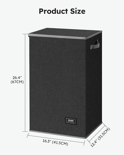 SOLEDI Laundry Hamper with Lid 90L Large & Tall Collapsible Laundry Basket, Clothes Hamper with Bag Removable Easy to Carry, Dirty Hampers for Bedroom, Bathroom, Dorm, College, Dark Grey