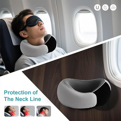 RURING Travel Pillows for Airplanes, 2025 New Travel Neck Pillow Travel Pillow, Neck Pillow Airplane Memory Foam 360 Degree Support Stowable Pillows for Airplanes Offices and Cars (Dark Gray)
