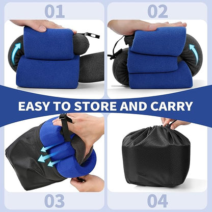 3-Ring Memory Foam Travel Neck Pillow It has obtained a Patent. The Three Rings can be movably Adjusted to Provide Flexible Support for The Neck, Head, and Other Areas.Blue