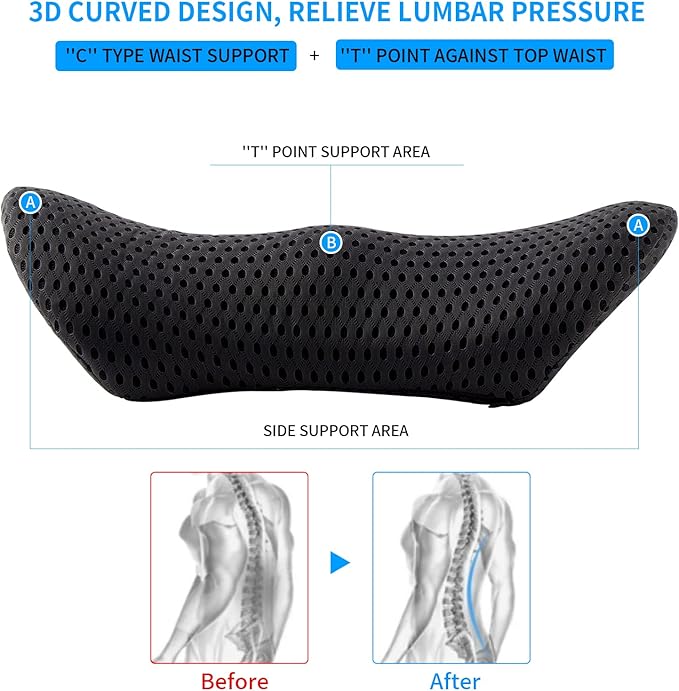 Lumbar Pillow, Memory Foam Lumbar Support Pillow for Office Chair and Car Seat, Back Support Pillow for Lower Back Pain Relief, Support Cushion Back Pillow for Sleeping, Resting, Driving, Traveling