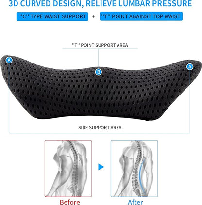 Lumbar Pillow, Memory Foam Lumbar Support Pillow for Office Chair and Car Seat, Back Support Pillow for Lower Back Pain Relief, Support Cushion Back Pillow for Sleeping, Resting, Driving, Traveling