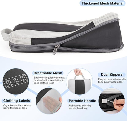 6 Set Compression Packing Cubes for Travel Essentials,Compressible Expandable Packing Cubes for Suitcase,OlarHike Luggage Organizer Bags for Travel,Handy Helper for Organizing Clothes(Black)