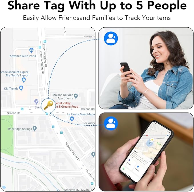 Tracker Tags-4 Pack, Bluetooth Tracker Works with Apple Find My APP (iOS Only), Keys Finder and Item Locator for Luggage, Backpack, Suitcases, Replaceable Battery, IP67 Waterproof Tracking Tag