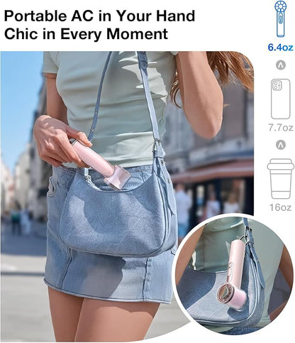 TORRAS COOLiFY iva Handheld Fan with Ice Cooler, [Chill by 50F] 0-100 Speed, Super Mini Powerful Portable Fan, 5000mAh Rechargeable Hand Held, Travel Essentials, Gifts for Dad Husband, Pink