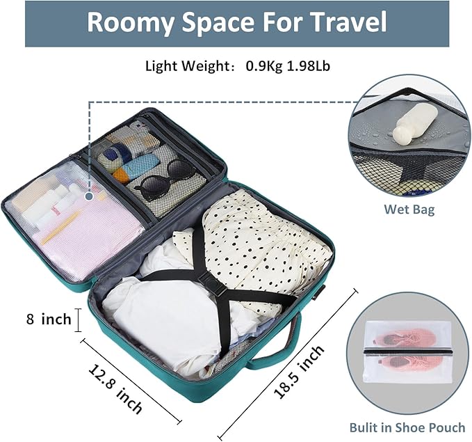 Taygeer Laptop Backpack, Airline Approved Carry On with 17.3 inch Laptop Compartment, TSA Friendly Backpack for Nursing Doctor Business Travel, Travel Daypack for Work Essentials, Peacock Blue