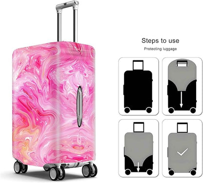 Pink Marble Luggage Cover Suitcase Protector Washable Anti Scratch Protective Sleeve Travel Accessories Baggage Wrap Fits 22-24 Inch Suitcase Covers and Luggage Skins for Travel Essentials