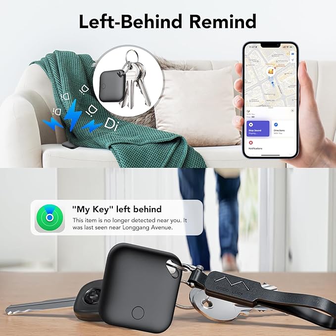 Air Tracker Tags-4 Pack, Smart Bluetooth Tracker Tag, Item Finder Works with Apple Find My (iOS Only) App, Keys Finder and Item Locator for Luggage, Backpack, Suitcases, Replaceable Battery