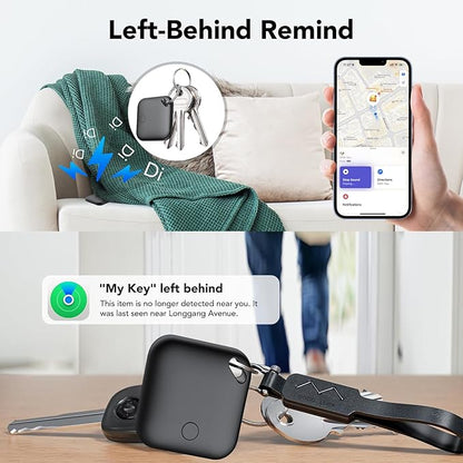 Air Tracker Tags-4 Pack, Smart Bluetooth Tracker Tag, Item Finder Works with Apple Find My (iOS Only) App, Keys Finder and Item Locator for Luggage, Backpack, Suitcases, Replaceable Battery