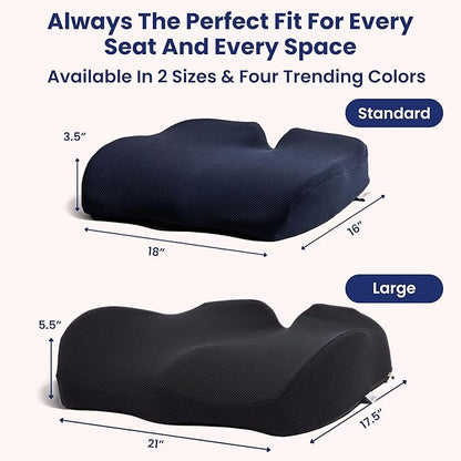 | Ergonomic Seat Cushion- Car Seat Cushion/Office Desk Accessories| Chair Cushions for Dining Chairs-Home Office Chairs- Supporting Other Sciatica Pain Relief Devices (Black, Standard)