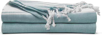 Cotton Turkish Beach Towel Towels Oversized 36"x72" Pool Absorbent Extra Large Quick Dry Sand Travel Towel (Green, 2 Pack)