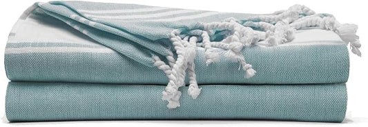 Cotton Turkish Beach Towel Towels Oversized 36"x72" Pool Absorbent Extra Large Quick Dry Sand Travel Towel (Green, 2 Pack)