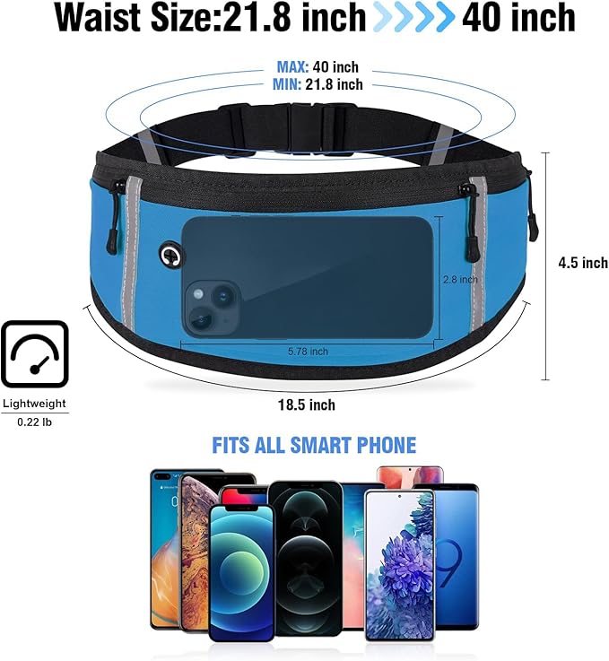 Running Belt Waist Fanny Pack: Slim Phone Holder Workout Pouch for Walking JoggingBlue