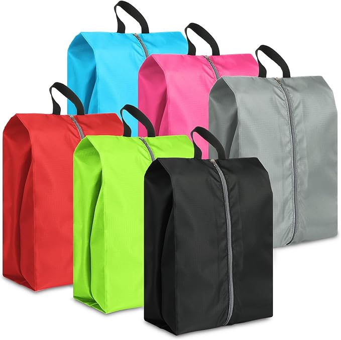 Shoe Bags for Packing, Set of 6 Large Colorful Waterproof Portable Shoe Bags with Zipper - Travel Essentials for Women and Men