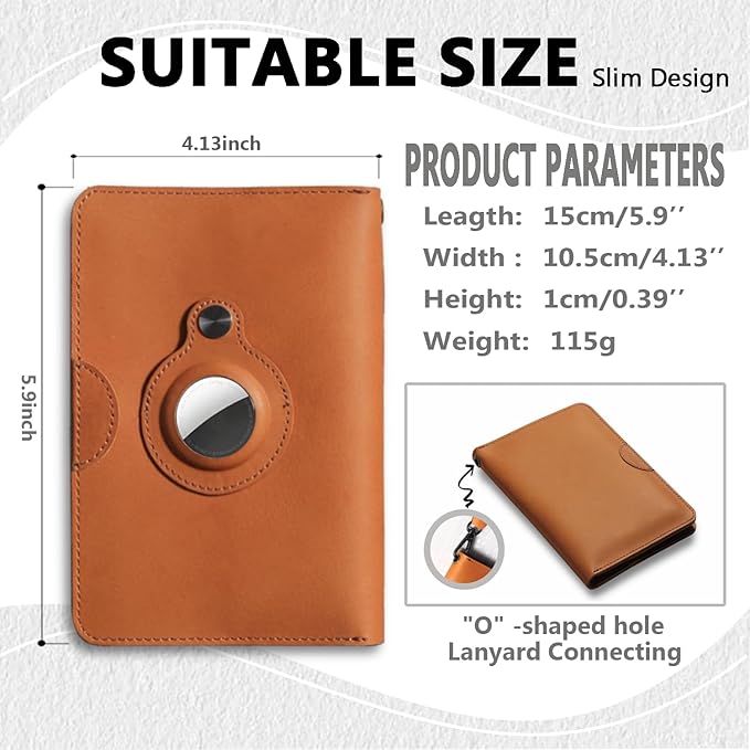 Leather Passport Holder for Travel Women Man, Button Closure Passport Wallet with Airtag Slot,Passport Cover for A Passport Book,Trvavel Essential & Gift