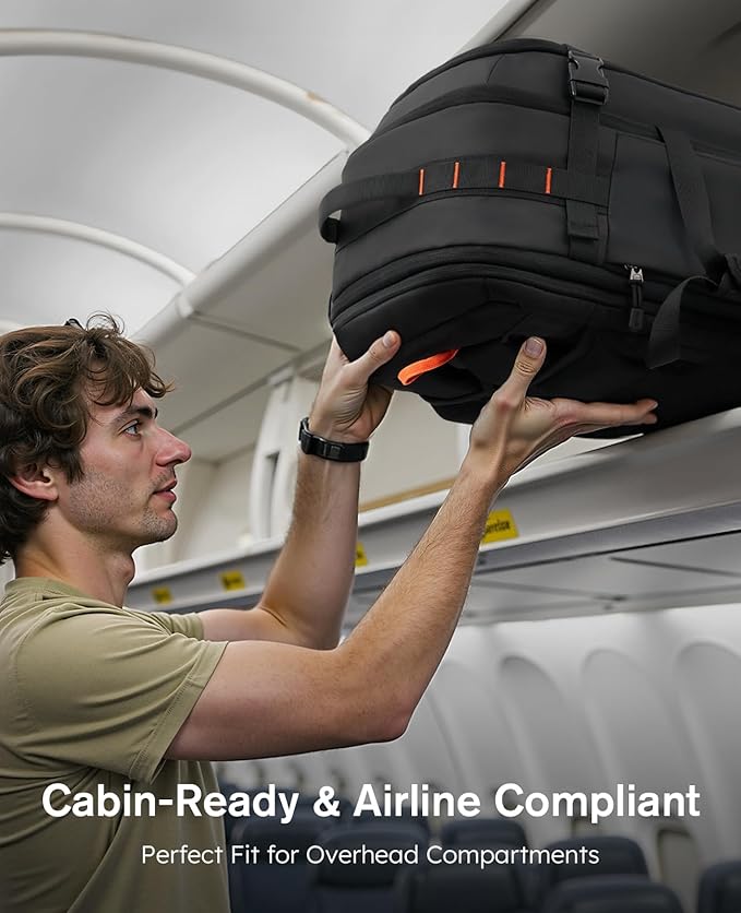 Tolaccea Large Convertible Garment Duffel Bag, Suit Carry On Backpack, TSA Flight Approved for Wrinkle-Free Travel with Dual Laptop Storage for 17.3" and 12.9" & Extra Toiletry Bag, 45-55L Expandable