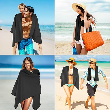 Camping Towel L Size Microfiber Quick Dry Lightweight Travel Body Swimming Pool Beach Towels (Black, 1 Pack L)