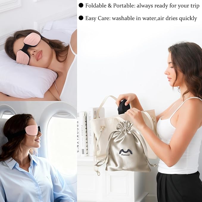 100% Blackout Sleep Eye Mask for Women Men, Zero Pressure Sleeping Mask - Sleeping Mask and Eyelash Friendly Night Blindfold, Adjustable Ultra Soft Comfortable for Dry Eye Mask (Grey)