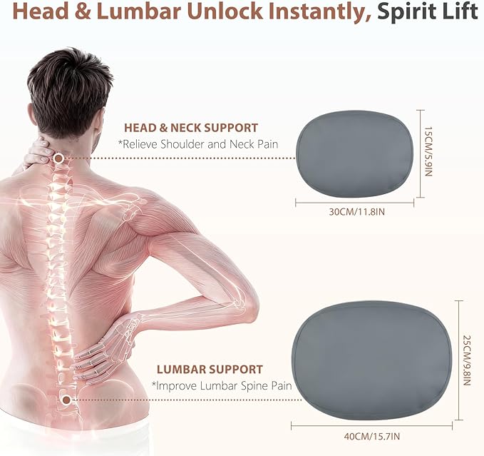 FLORICH Reversible Car Lumbar Support Pillow and Car Neck Pillow Suede & Leather Double-Sided Car Seat Headrest with Lumbar Cushion Relieve Back Neck Fatigue for Car, Office Chair, Wheelchair, Gray