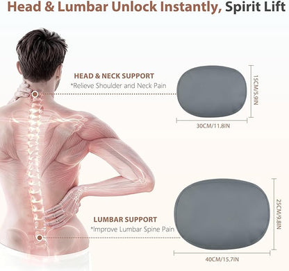 FLORICH Reversible Car Lumbar Support Pillow and Car Neck Pillow Suede & Leather Double-Sided Car Seat Headrest with Lumbar Cushion Relieve Back Neck Fatigue for Car, Office Chair, Wheelchair, Gray