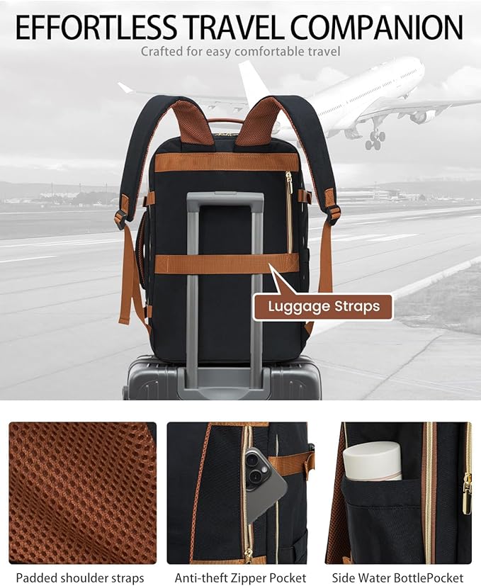 40L Travel Backpack for Women, Carry On Bag Flight Approved, Waterproof Backpacks with 3 Packing Cubes, Weekender Personal Item Backpack for Airplane Travel Essentials, TSA Approved