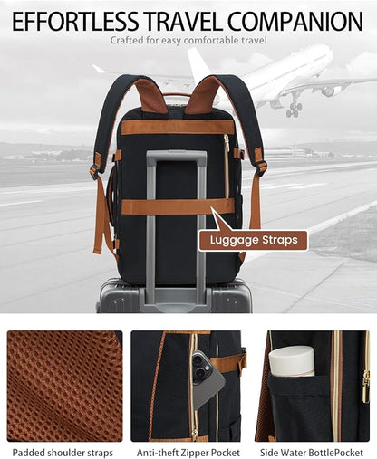 40L Travel Backpack for Women, Carry On Bag Flight Approved, Waterproof Backpacks with 3 Packing Cubes, Weekender Personal Item Backpack for Airplane Travel Essentials, TSA Approved