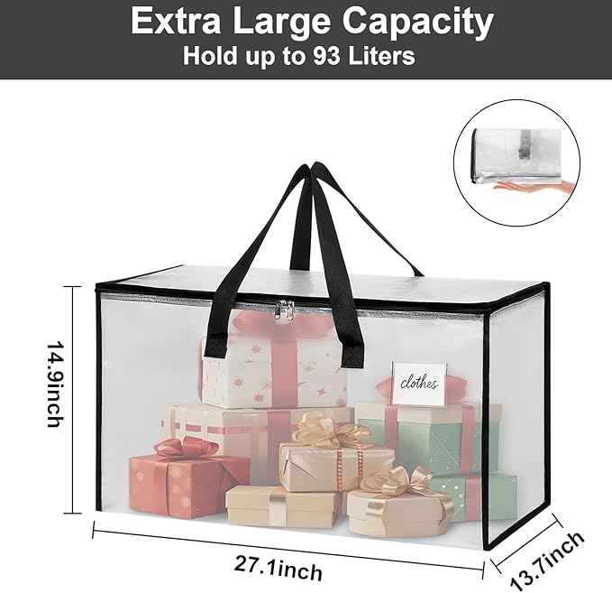 Moving Bags Heavy Duty – Clean Packing Solution, Large Storage Totes with Zippers and Handles for Moving and Organizing