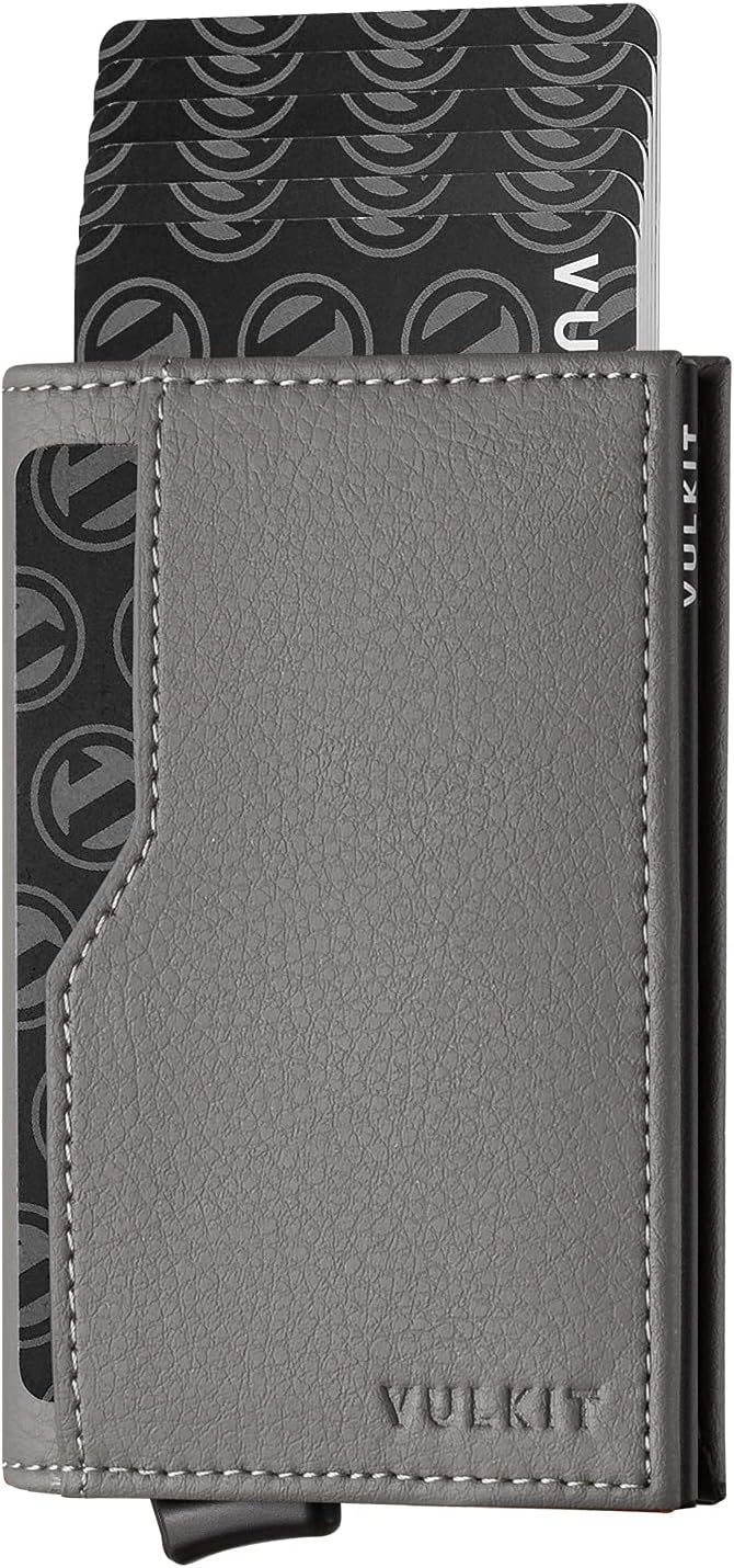 VULKIT Card Holder Wallet with Double ID Windows RFID Blocking Pop Up Wallet Minimalist Design for 12 Cards