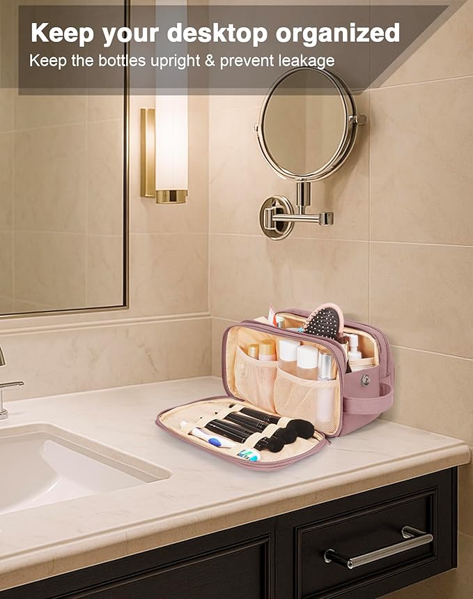 Toiletry Bag for Men & Women, Cruise Ship Travel Essentials, Shaving Dopp Kit with Dry and Wet Separation, Water-resistant Bathroom Cosmetic Organizer Bag, Makeup Accessories, Dark Purple