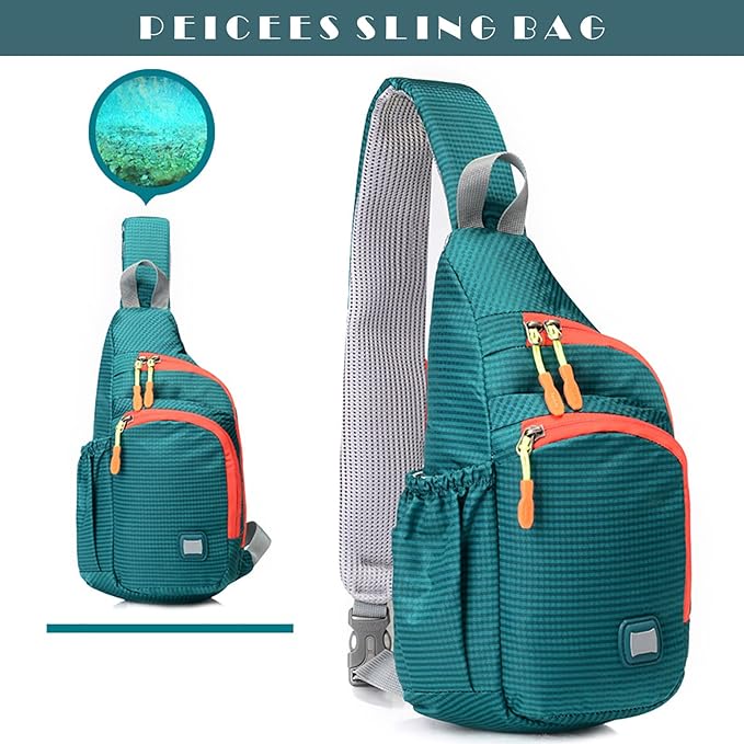 Peicees Small Sling Backpack Waterproof Unisex Shoulder Bag Chest Crossbody Daypack