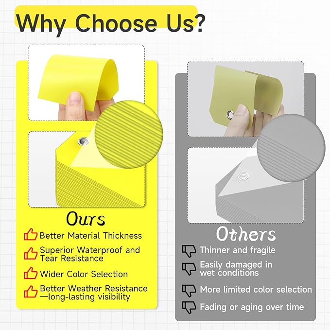 1000 Pieces Plastic Shipping Tags with wire Labeling Tags Waterproof Hang Tags with Reinforcement Hole Writable Luggage tag Loops for Equipment Inventory Parts Garage Storage (Yellow, 4 3/4" x 2 3/8")