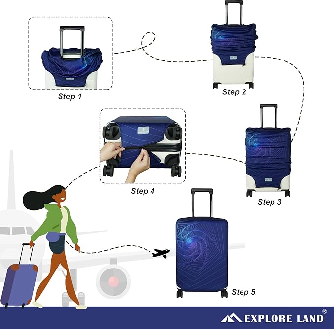 Explore Land Travel Luggage Cover Suitcase Protector Fits 27-30 Inch Case (Gyrotropic, L)