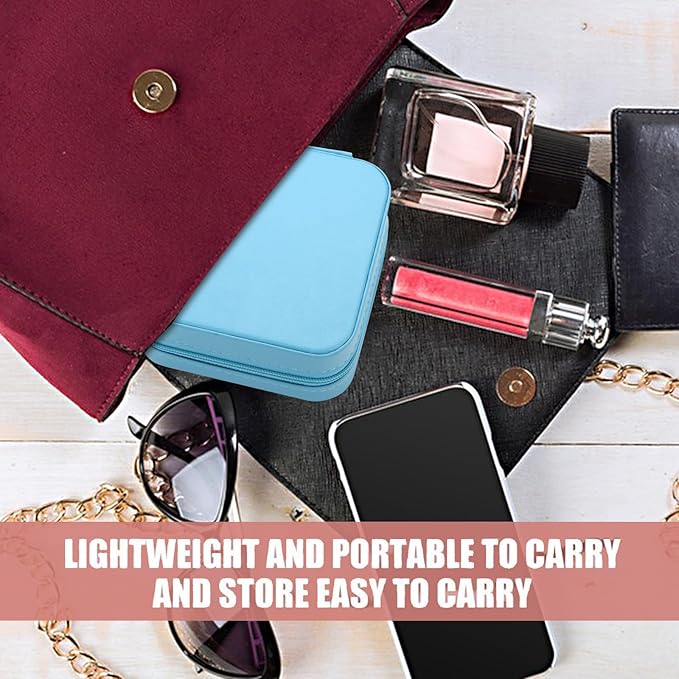 Bridesmaid Proposal Gifts Travel Jewelry Case Jewelry Travel Organizer Small Bachelorette party Jewelry Box Bridesmaid Gift Boxes Mini Storage Organizer Storage Box (12, Blue)