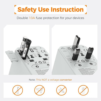 TESSAN Universal Travel Adapter, International Power Adapter with 5 USB Ports (3 USB C), Worldwide Plug Adaptor for US to Europe UK France Germany Spain Ireland Australia Japan (Type C G A I)