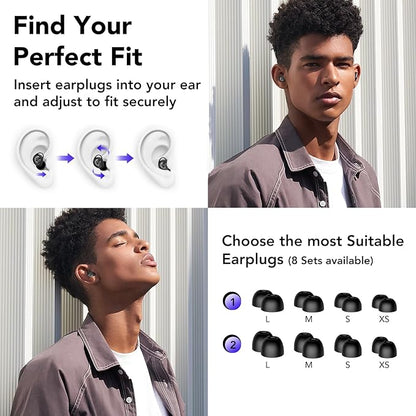 Ear Plugs for Sleeping Noise Cancelling, Ultra-Soft Silicone Ear Plugs for Sleep, 45dB Reusable Noise Cancelling Ear Plug Hearing Protection for Study/Work/Concert, EarPlugs with Case & 8 Eartips