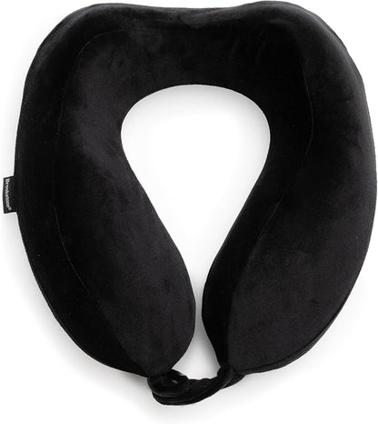 Brookstone Neck Travel Pillow - Lightweight Contoured Memory Foam Stuffable Travel Neck Pillow for Sleeping, Car, & Airplane, Size One Size, Black