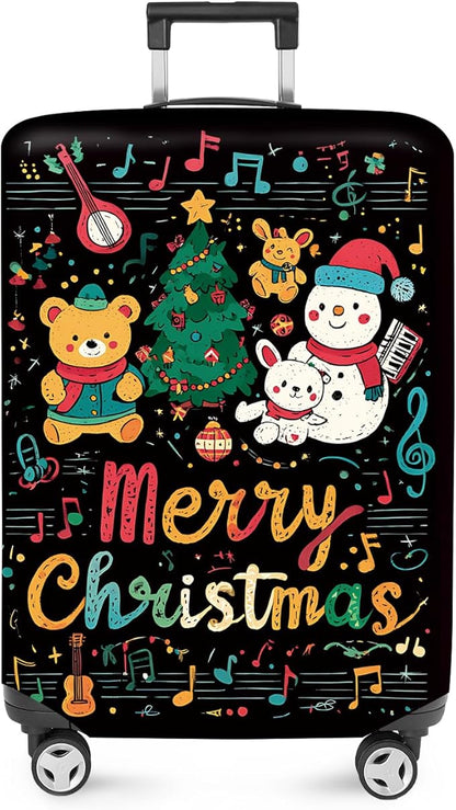 FOREVER QUEEN Cartoon - Merry Christmas Luggage Cover Suitcase Protector Suitcase Cover Anti-Scratch,Stretchable Bag Cover Washable Durable Polyester
