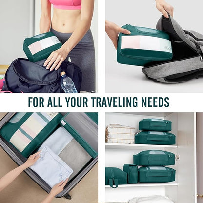 Veken 10 Set Packing Cubes for Travel Essential, Suitcase Organizer Bags in 4 Sizes, Carry-On Luggage Accessories with Large Laundry & Hanging Toiletry Bag, Must-Have for Airplane, Road Trip & Camping