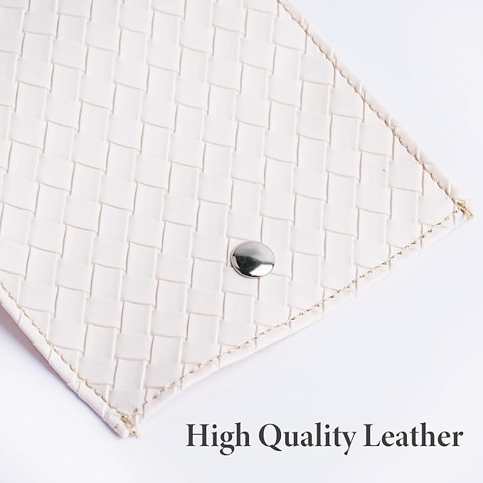 Pill Organizer,LIZIMANDU Weekly Travel Pill Case Box Medication Reminder Daily AM PM, Day Night 7 Compartments,for 4 Times A Day, 7 Days a Week-Includes Leather PU Carrying Case(1-Weave White)