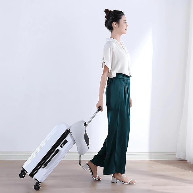 Travel Neck Pillow for Airplane – 100% Pure Memory Foam Neck Support Pillow with Breathable & Washable Cover, Fleight Kit with 3D Contoured Eye Mask, Earplugs & Carry Bag for Comfortable Sleep