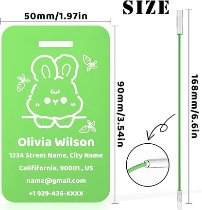 4 PCS Personalized Luggage Tags for Suitcases, Custom Aluminum Luggage Tags for Bags and Backpacks, Waterproof & Heavy Duty Personalized Metal Name Tags for Travel (Green)