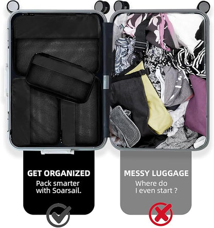 4 Piece Compression Packing Cubes for Suitcases and Backpack, Lightweight Travel Organizer Bags (Jet Black)