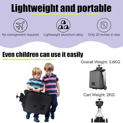 Children's Ride-On Suitcase,Kids Ride-On luggage, Kids Luggage Set, Travel Student Trolley Boarding Toy Box, 2-in-1 Case & Baby Stroller,Black