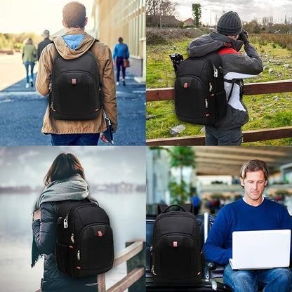 Della Gao Laptop Backpack for Men, Large Anti-Theft Business Travel Backpack with USB Charging Port, Water Resistant College Computer Bag for Men/Women for 17 Inch Laptop and Notebook