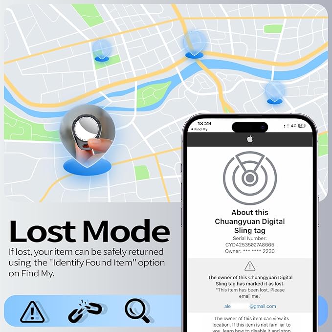 [iOS Only] Tukio Air Tracker Tags 4 Pack Black, [Apple MFi Certified] Bluetooth Key Finder & Smart Item Locator Work with Apple Find My for Keys/Luggage/Bags/Suitcases/Car, 365-Day Replaceable Battery